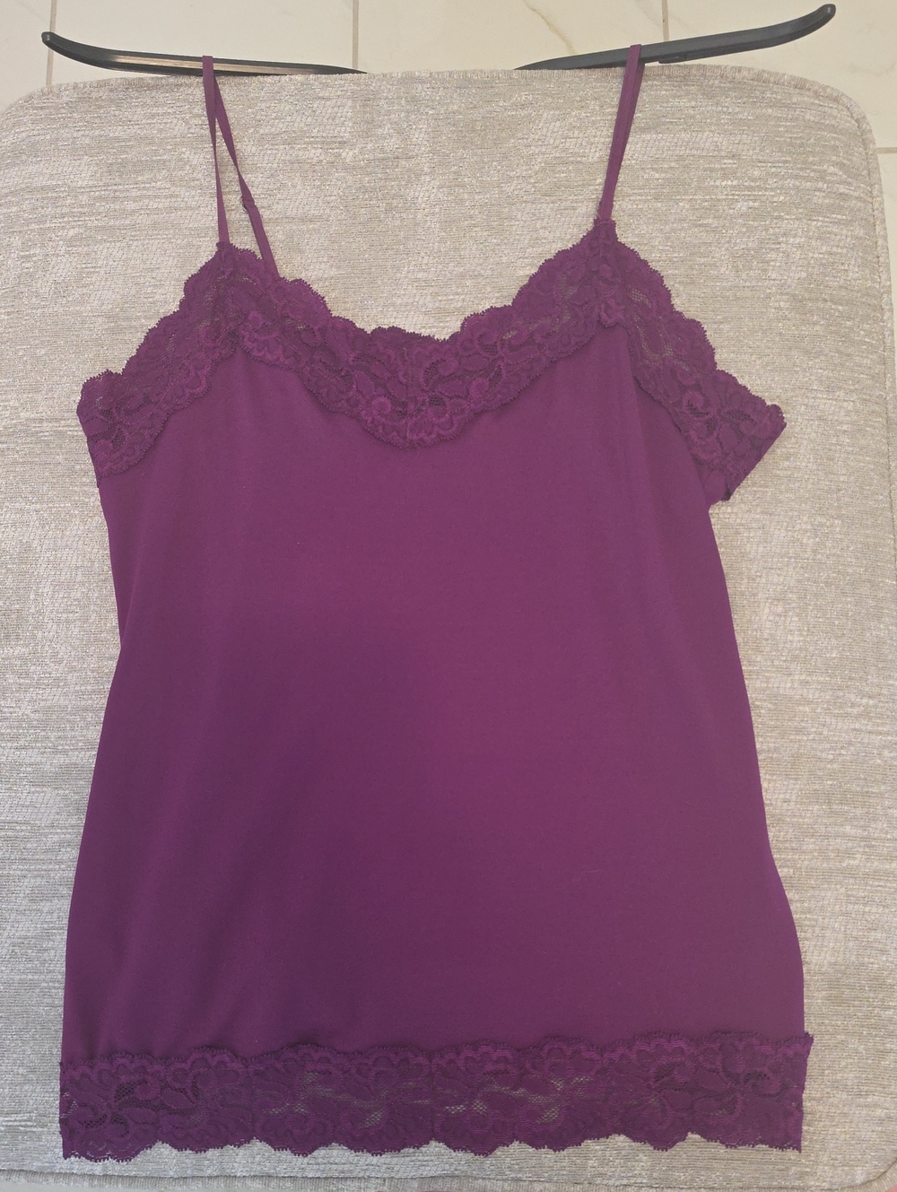 Lace-Trim Spaghetti Strap Cami - Deep Plum WHBM NON SMOKER